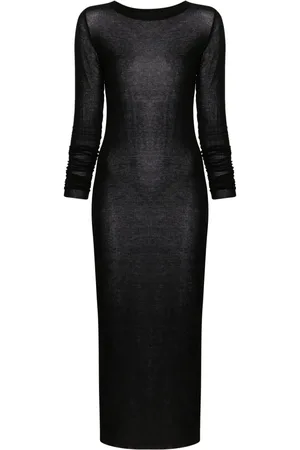 Rick Owens Robe longue en maille fine nervurée