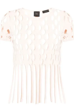 Pinko Chemise en maille ajourée à franges