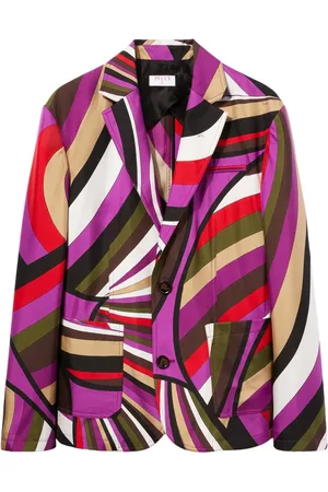 Puccini Blazer en soie à imprimé abstrait