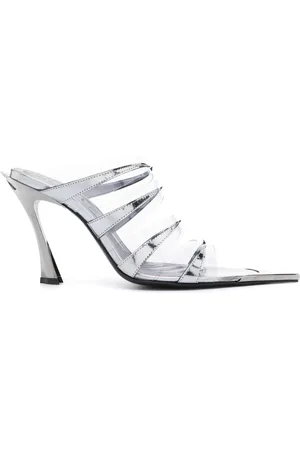 MUGLER Mules à brides transparentes 120 mm