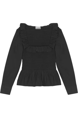 Ganni Blouse en popeline à fronces