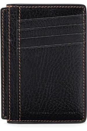 Brunello Cucinelli Porte-cartes en cuir à logo embossé