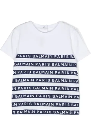 Balmain T-shirt en coton à bandes logo
