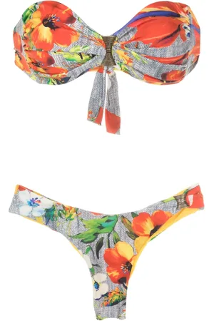 AMIR SLAMA Bikini bandeau à imprimé graphique