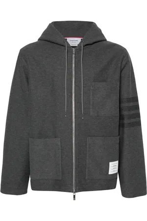 Thom Browne Veste rayée à capuche 4 bandes signature