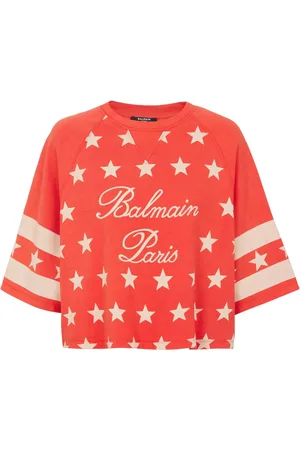 Balmain T-shirt crop en coton à logo imprimé