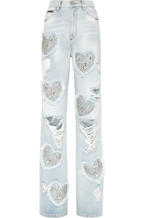 Philipp Plein Jean ample Heart à taille haute