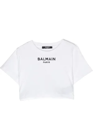 Balmain T-shirt crop à logo brodé