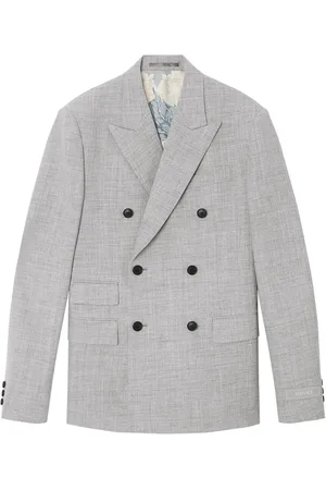 VERSACE Blazer en laine mélangée à boutonnière croisée