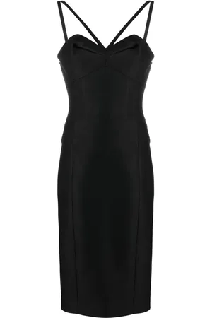 VERSACE Robe mi-longue en satin à dos nu