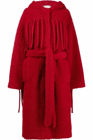 Stella McCartney Manteau ceinturé teddy à franges