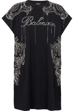 Balmain Robe courte signature à chaine brodée