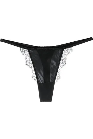 MAISON CLOSE String satiné bordé de dentelle
