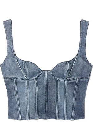 OFF-WHITE Haut crop Bustier en jean
