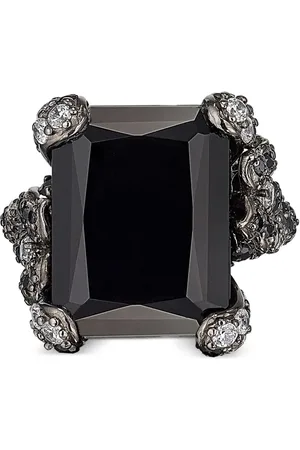 Anabela Chan Bague Black Diamond Cinderella en or blanc 18ct