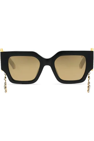 Philipp Plein Lunettes de soleil carrées à plaque logo