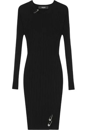 VERSACE Robe courte Safety Pin en maille nervurée