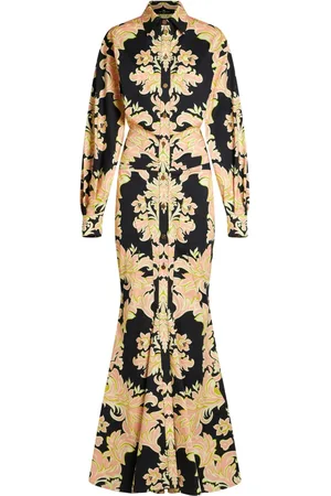 Etro Robe longue froncée à motif cachemire