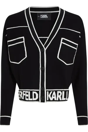 Karl Lagerfeld Cardigan crop à logo en intarsia