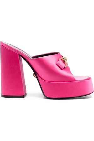 VERSACE Mules satinées Aevitas 120 mm à plateforme