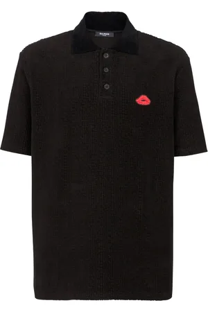 Balmain Polo en velours à motif monogrammé
