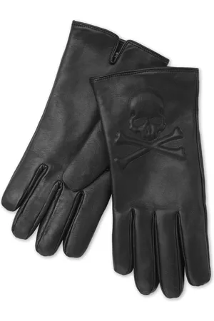 Philipp Plein Gants en cuir à patch tête de mort