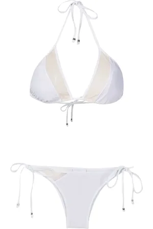 AMIR SLAMA Bikini triangles à empiècements transparents