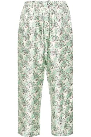 La DoubleJ Pantalon en soie à imprimé Fans