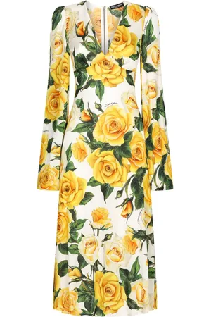 Dolce & Gabbana Robe mi-longue à roses imprimées