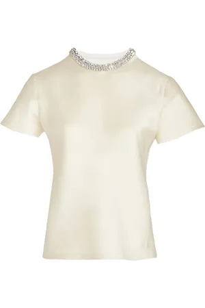 Giambattista Valli T-shirt à col orné de cristaux