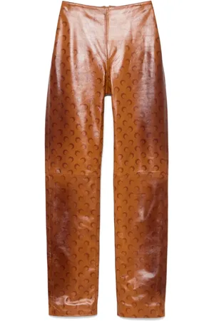 Marine Serre Pantalon en cuir à imprimé croissant de lune