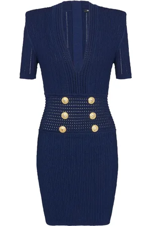 Balmain Robe en maille à col v