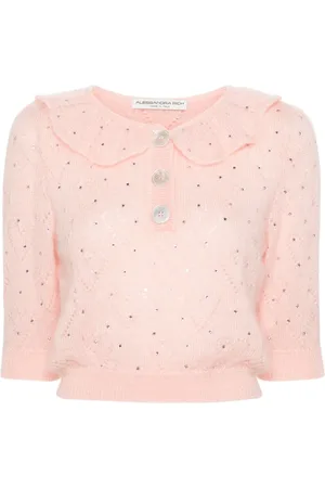 Alessandra Rich Blouse crop à ornements en cristal