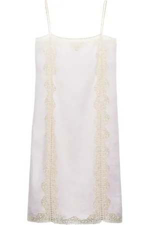 Prada Robe mi-longue à bordures en dentelle