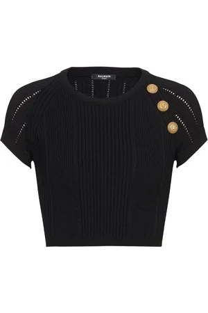 Balmain Haut crop 3-Button en maille