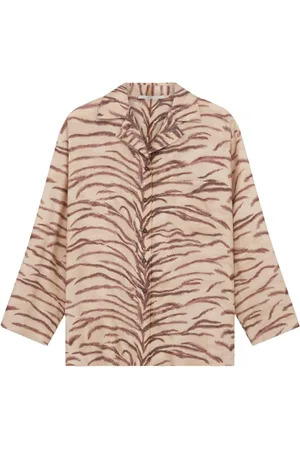 Stella McCartney Chemise de pyjama en soie à imprimé tigre