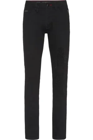 Philipp Plein Jean Super Straight à détail de dragon