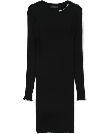 Balmain Robe nervurée à logo en jacquard