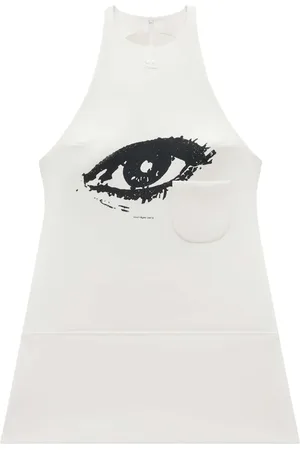 Courrèges Robe courte sans manches à imprimé graphique