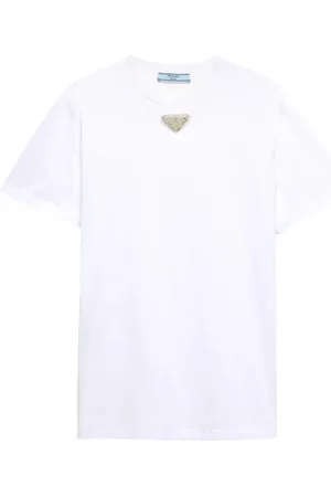 Prada T-shirt à logo triangulaire brodé