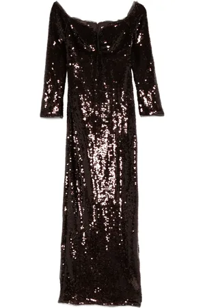 Self-Portrait Robe longue ornée de sequins à épaules dénudées