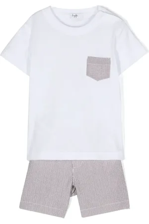 Il gufo Ensemble haut-short en coton à rayures