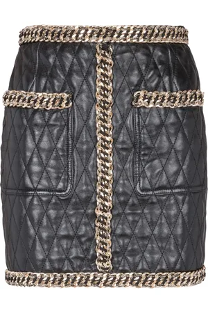 Balmain Minijupe en cuir à design matelassé