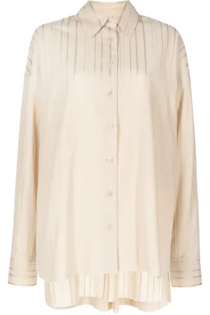 GOEN.J Chemise rayée en maille métallisée