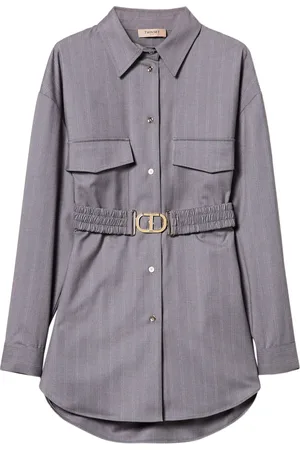 Twin-Set Chemise ceinturée à fines rayures