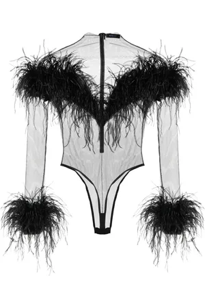 MUGLER Body à détails de plumes