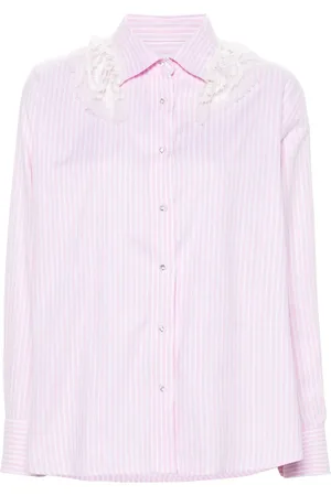 LOULOU Chemise rayée à détail de dentelle