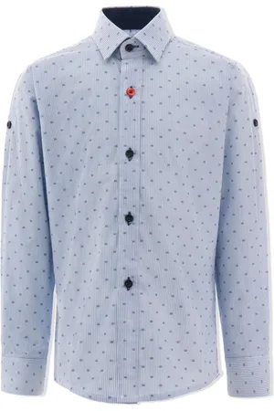 M. Moustache Robe-chemise en coton biologique à fines rayures