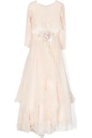 Mimilù Robe longue à fleurs appliquées