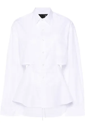 R13 Chemise en coton à dos ouvert
